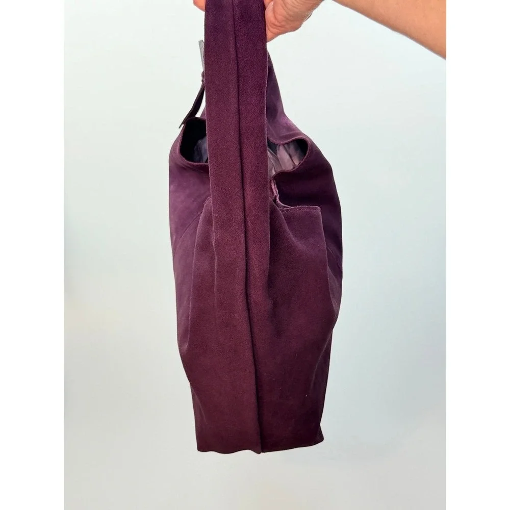 Deep Purple Genuine Suede Hobo Bag Slouchy Shoulder Purse NWT